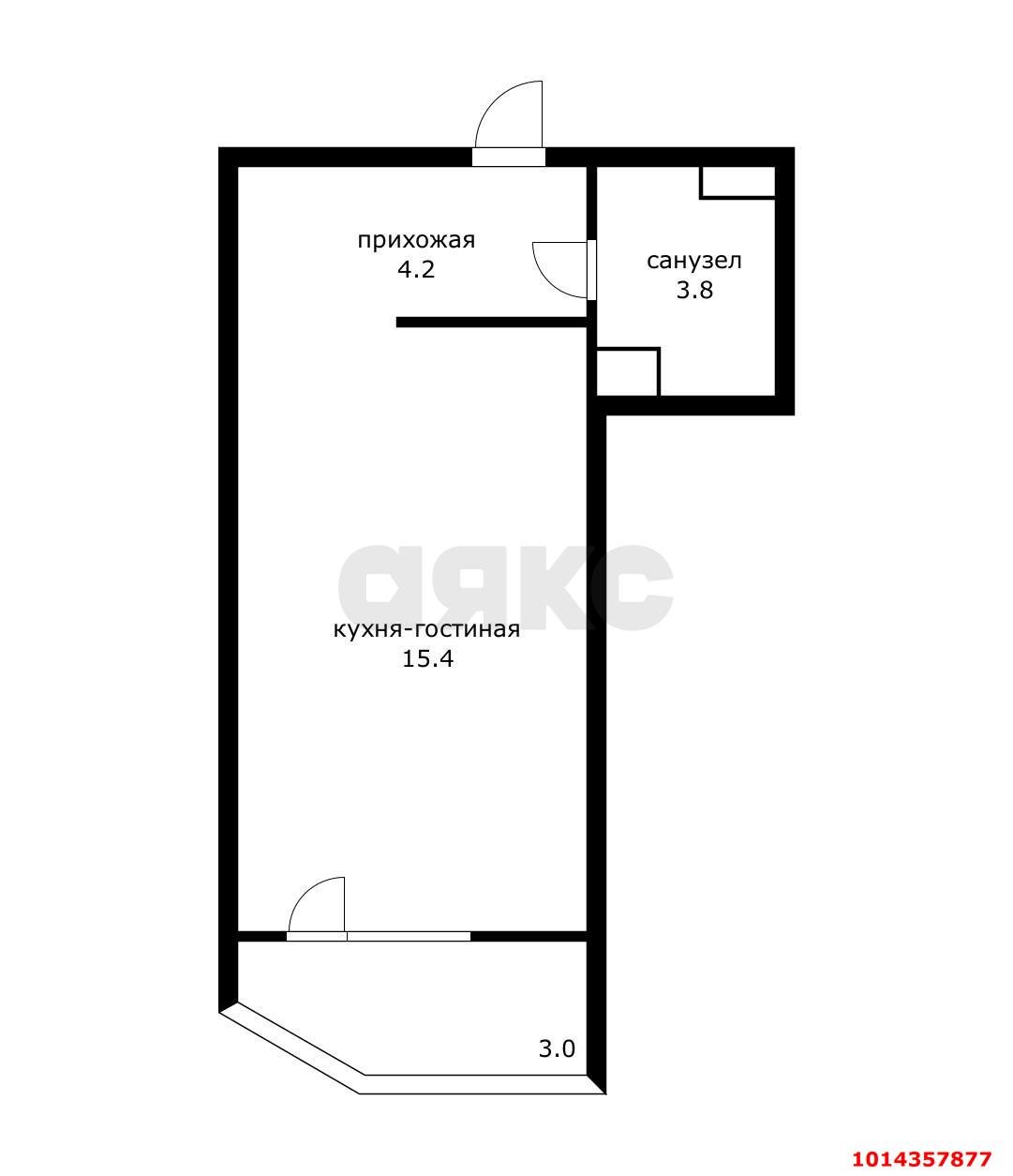 Фото №13: Студия 26 м² - Краснодар, жилой комплекс Видный, ул. Командорская, 3к2