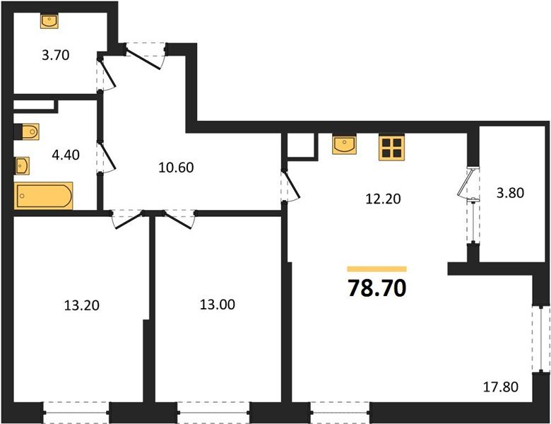 Фото №1: 2-комнатная квартира 78 м² - Краснодар, мкр. Карасунский внутригородской округ, ул. Виктора Казанцева