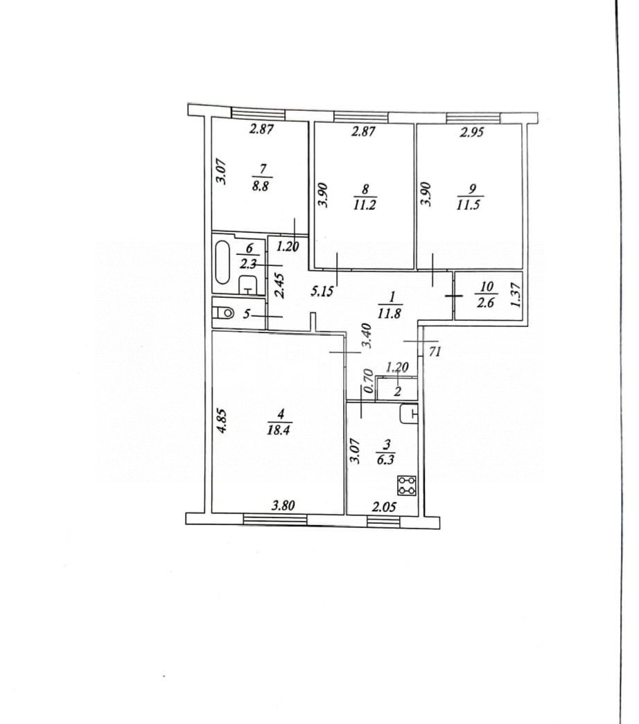Фото №29: 4-комнатная квартира 74 м² - Нижнекамск, 12-й, пр-кт Химиков, 104