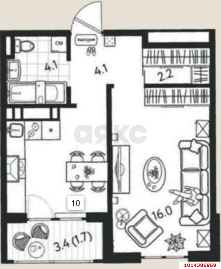 Фото №18: 1-комнатная квартира 39 м² - Краснодар, ЖК Все Свои Вип, ул. Колхозная, 5/2к1