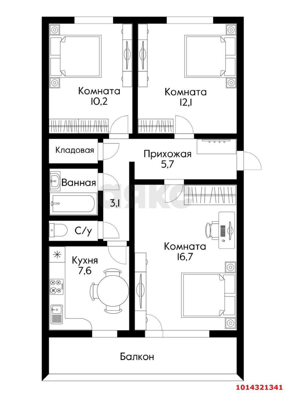 Фото №9: 3-комнатная квартира 66 м² - Усть-Лабинск, ул. Агаркова, 81
