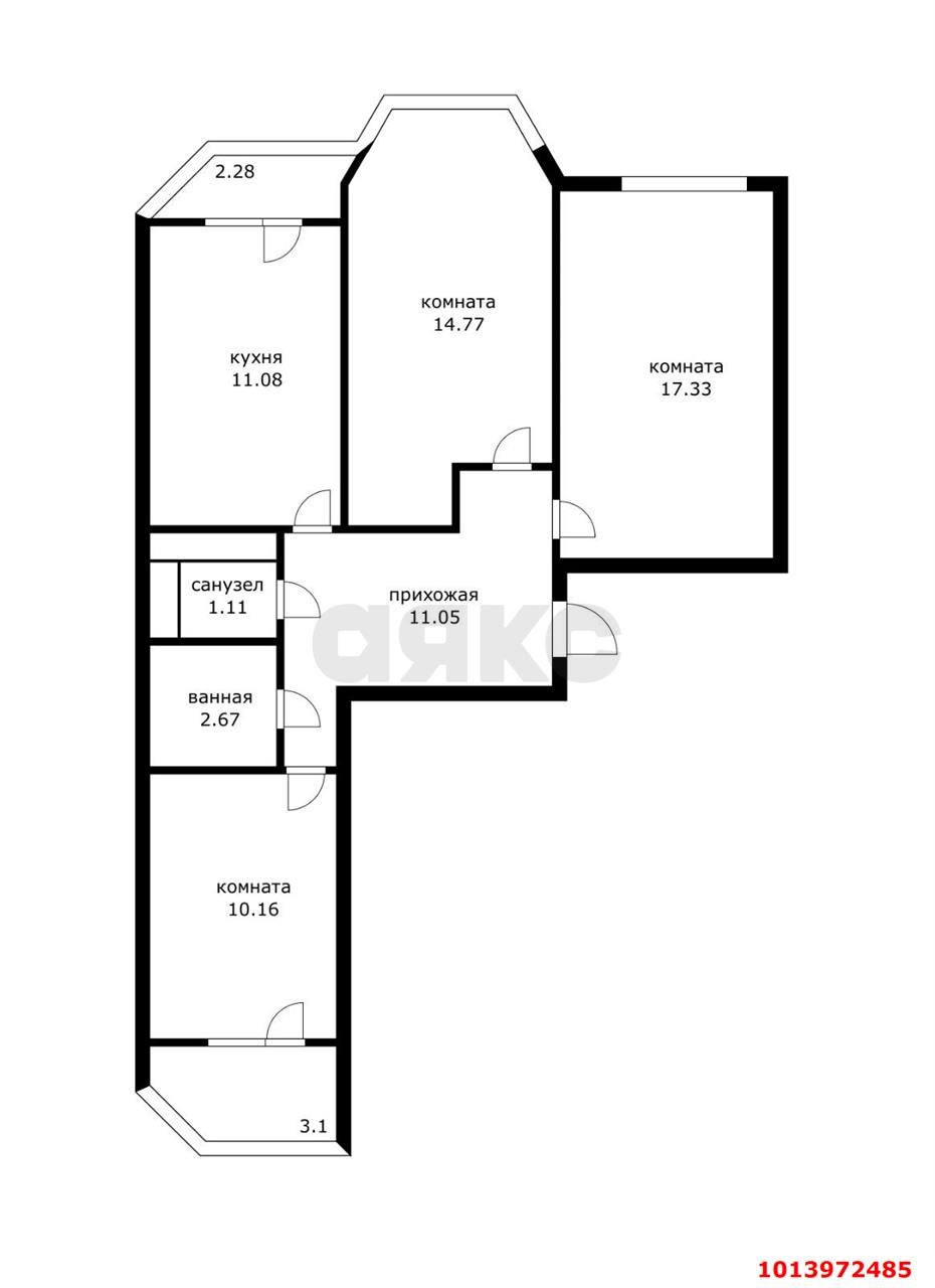 Фото №20: 3-комнатная квартира 73 м² - Краснодар, жилой комплекс Москва, ул. Российская, 79/3к1