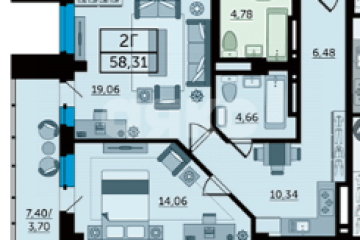 Фото №2: 3-комнатная квартира 65 м² - Ростов-на-Дону, р. Кировский, пр-кт Ворошиловский, 82/4