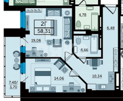 Фото №2: 3-комнатная квартира 65 м² - Ростов-на-Дону, Кировский, пр-кт Ворошиловский, 82/4