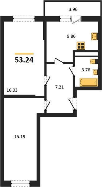 Фото №1: 2-комнатная квартира 52 м² - Яблоновский, ул. Шоссейная, 65