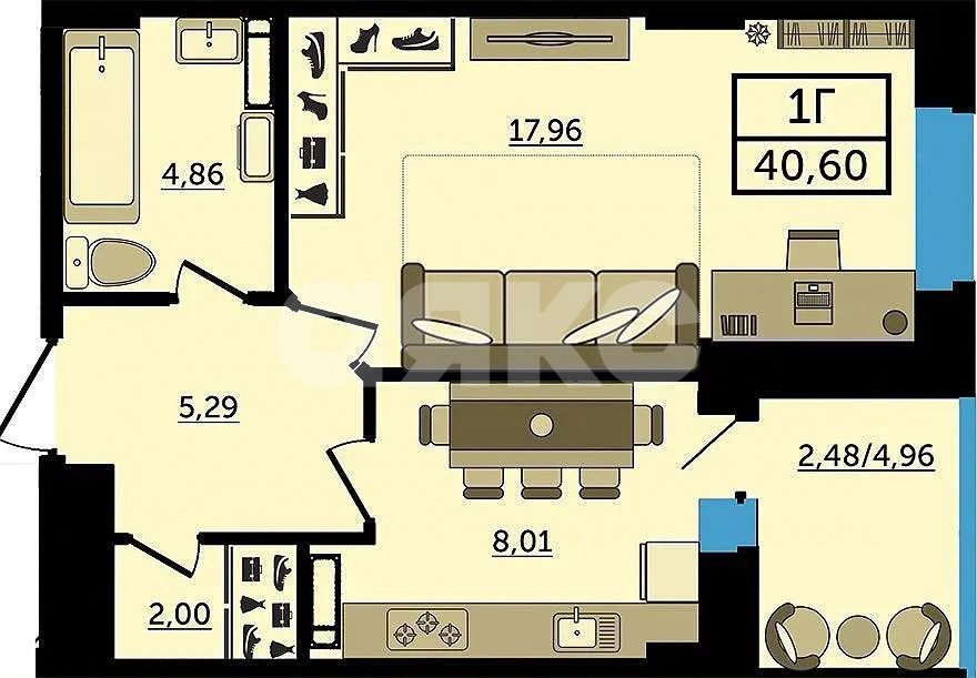 Фото №4: 1-комнатная квартира 41 м² - Ростов-на-Дону, Кировский, ул. Максима Горького, 256