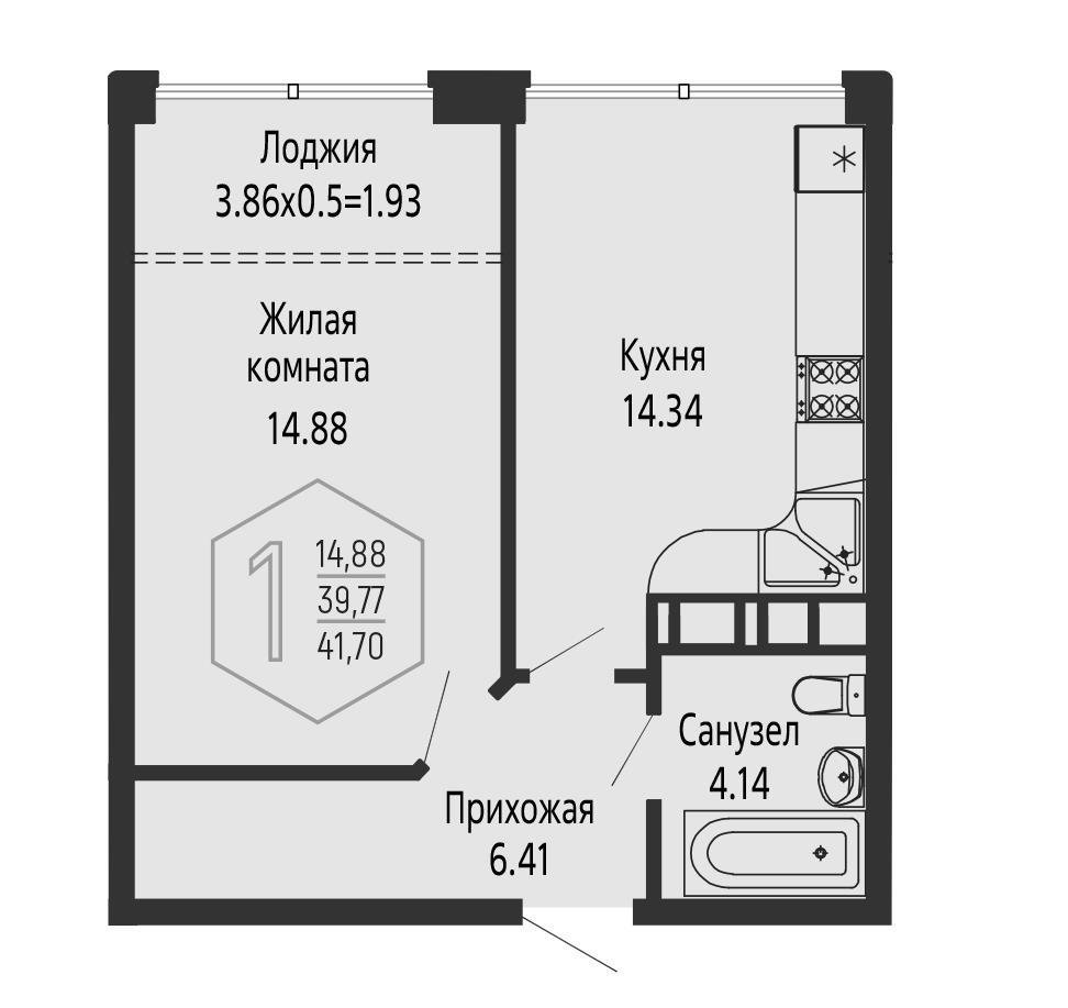 Фото №7: 1-комнатная квартира 43 м² - Краснодар, Черёмушки, мкр. Центральный внутригородской округ, ул. Обрывная, 132
