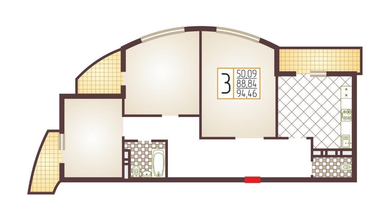 Фото №19: 3-комнатная квартира 90 м² - Краснодар, Прикубанский внутригородской округ, 40 лет Победы, мкр. жилой комплекс Симфония, ул. Российская, 72/2
