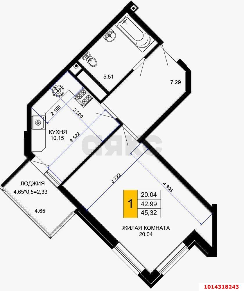 Фото №13: 1-комнатная квартира 48 м² - Краснодар, 2-я Площадка, ул. Ветеранов, 85к1