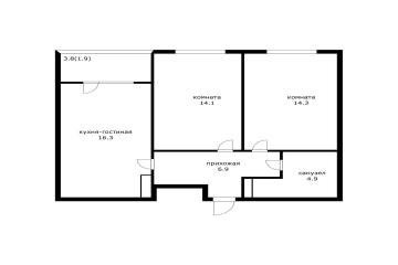 Фото №5: 2-комнатная квартира 58 м² - Краснодар, мкр. ЖК Первое Место, ул. Виктора Казанцева, 1.6лит2