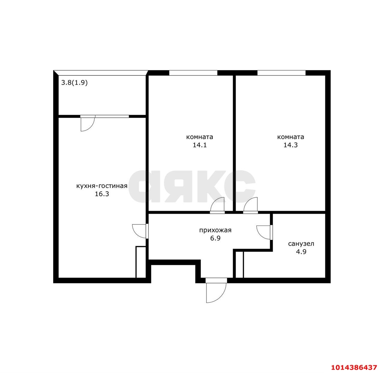 Фото №5: 2-комнатная квартира 58 м² - Краснодар, Карасунский внутригородской округ, мкр. ЖК Первое Место, ул. Виктора Казанцева, 1.6лит2
