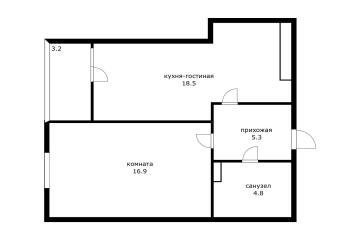 Фото №1: 1-комнатная квартира 45 м² - Краснодар, мкр. Гидростроителей, ул. имени Снесарева, 10/1