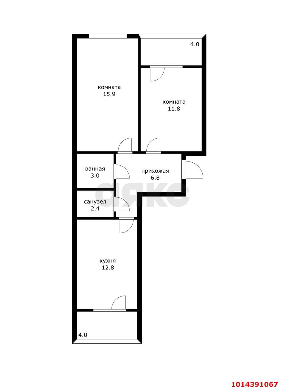 Фото №10: 2-комнатная квартира 56 м² - Краснодар, Славянский, ул. Заполярная, 39лит10