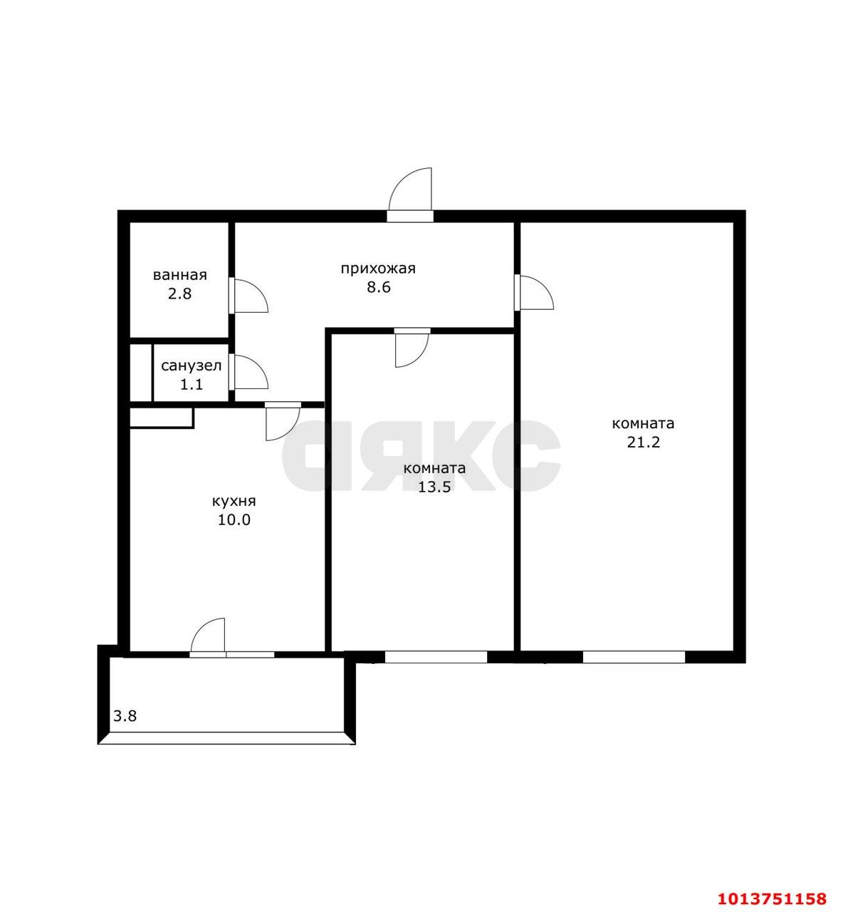 Фото №14: 2-комнатная квартира 61 м² - Краснодар, Военный городок № 109, ул. Кореновская, 61