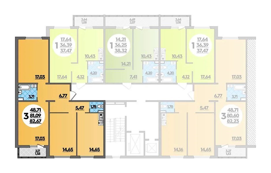 Фото №8: 3-комнатная квартира 82 м² - Краснодар, жилой комплекс Квартал № 6, Прикубанский внутригородской округ, ж/р Восточный