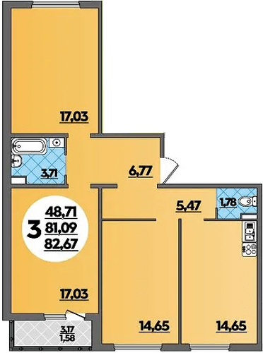 Фото №1: 3-комнатная квартира 82 м² - Краснодар, жилой комплекс Квартал № 6, Прикубанский внутригородской округ, ж/р Восточный