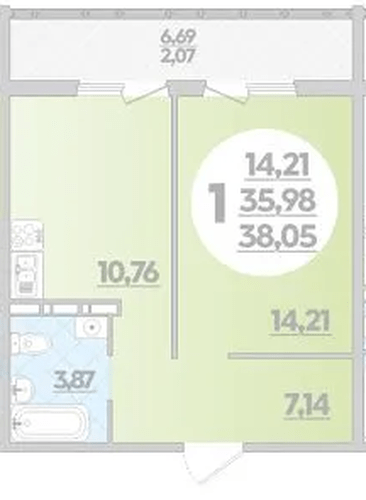 Фото №1: 1-комнатная квартира 37 м² - Краснодар, жилой комплекс Квартал № 6, Прикубанский внутригородской округ, ж/р Восточный