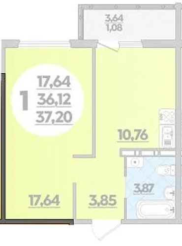 Фото №1: 1-комнатная квартира 37 м² - Краснодар, жилой комплекс Квартал № 6, Прикубанский внутригородской округ, ж/р Восточный
