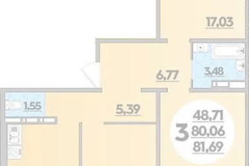 Фото №1: 3-комнатная квартира 81 м² - Краснодар, ж/р Восточный, 