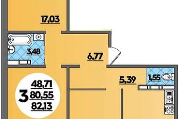Фото №1: 3-комнатная квартира 82 м² - Краснодар, ж/р Восточный, 
