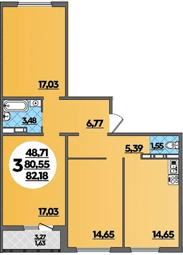 Фото №1: 3-комнатная квартира 82 м² - Краснодар, жилой комплекс Квартал № 6, Прикубанский внутригородской округ, ж/р Восточный
