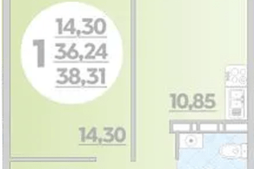 Фото №1: 1-комнатная квартира 38 м² - Краснодар, ж/р Восточный, 