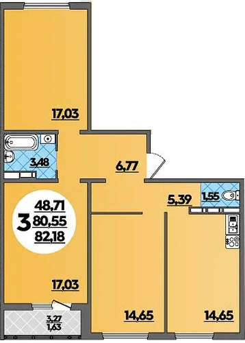 Фото №1: 3-комнатная квартира 82 м² - Краснодар, жилой комплекс Квартал № 6