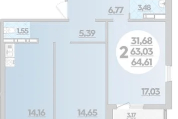Фото №1: 2-комнатная квартира 64 м² - Краснодар, мкр. жилой комплекс Квартал № 6, 