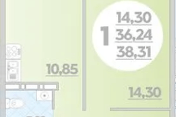 Фото №1: 1-комнатная квартира 38 м² - Краснодар, мкр. жилой комплекс Квартал № 6, 