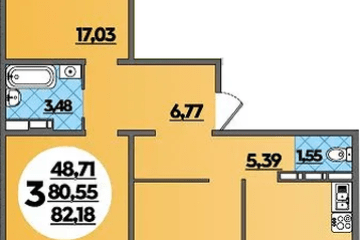 Фото №1: 3-комнатная квартира 82 м² - Краснодар, мкр. жилой комплекс Квартал № 6, 