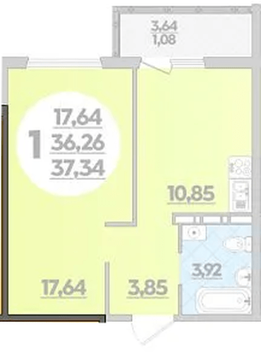 Фото №1: 1-комнатная квартира 37 м² - Краснодар, жилой комплекс Квартал № 6, 