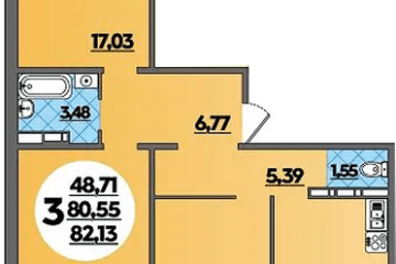 Фото №1: 3-комнатная квартира 82 м² - Краснодар, мкр. жилой комплекс Квартал № 6, 