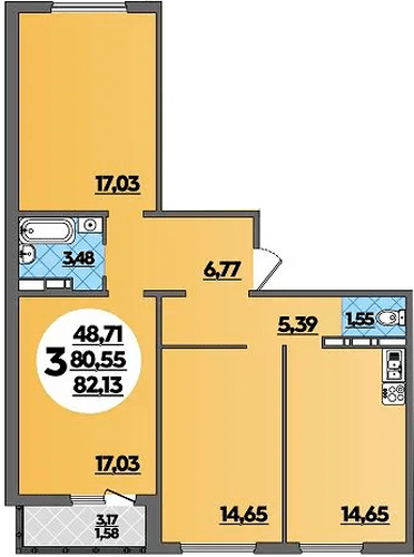 Фото №1: 3-комнатная квартира 82 м² - Краснодар, жилой комплекс Квартал № 6, 