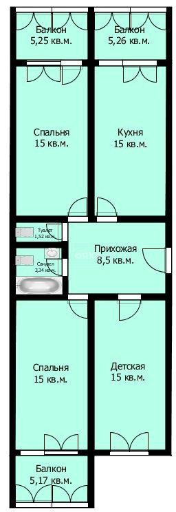 Фото №18: 3-комнатная квартира 72 м² - Анапа, 3Б, ул. Ленина, 185к2