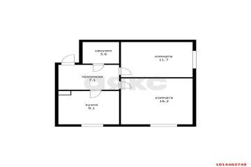 Фото №1: 2-комнатная квартира 47 м² - Адыгейск, ул. Эдепсукайская, 1/6