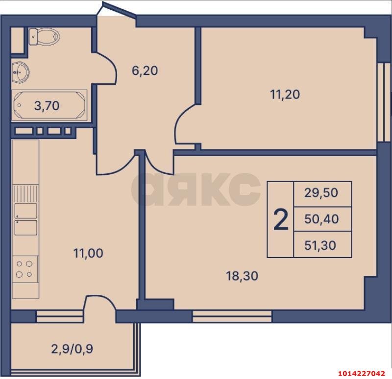Фото №9: 2-комнатная квартира 51 м² - Краснодар, жилой комплекс Усадьба, ул. имени Валерия Вишневецкого, 9к3
