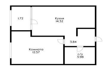 Фото №2: 1-комнатная квартира 37 м² - Краснодар, мкр. Хлопчато-бумажный Комбинат, ул. Сормовская, 5А