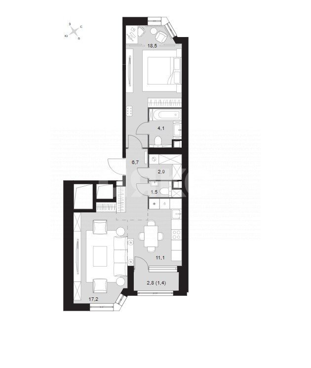 Фото №16: 2-комнатная квартира 65 м² - Москва, ЖК Архитектор, ул. Академика Волгина, 2