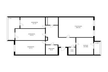 Фото №3: 4-комнатная квартира 111 м² - Краснодар, мкр. Завод Измерительных Приборов, ул. имени 40-летия Победы, 33/1