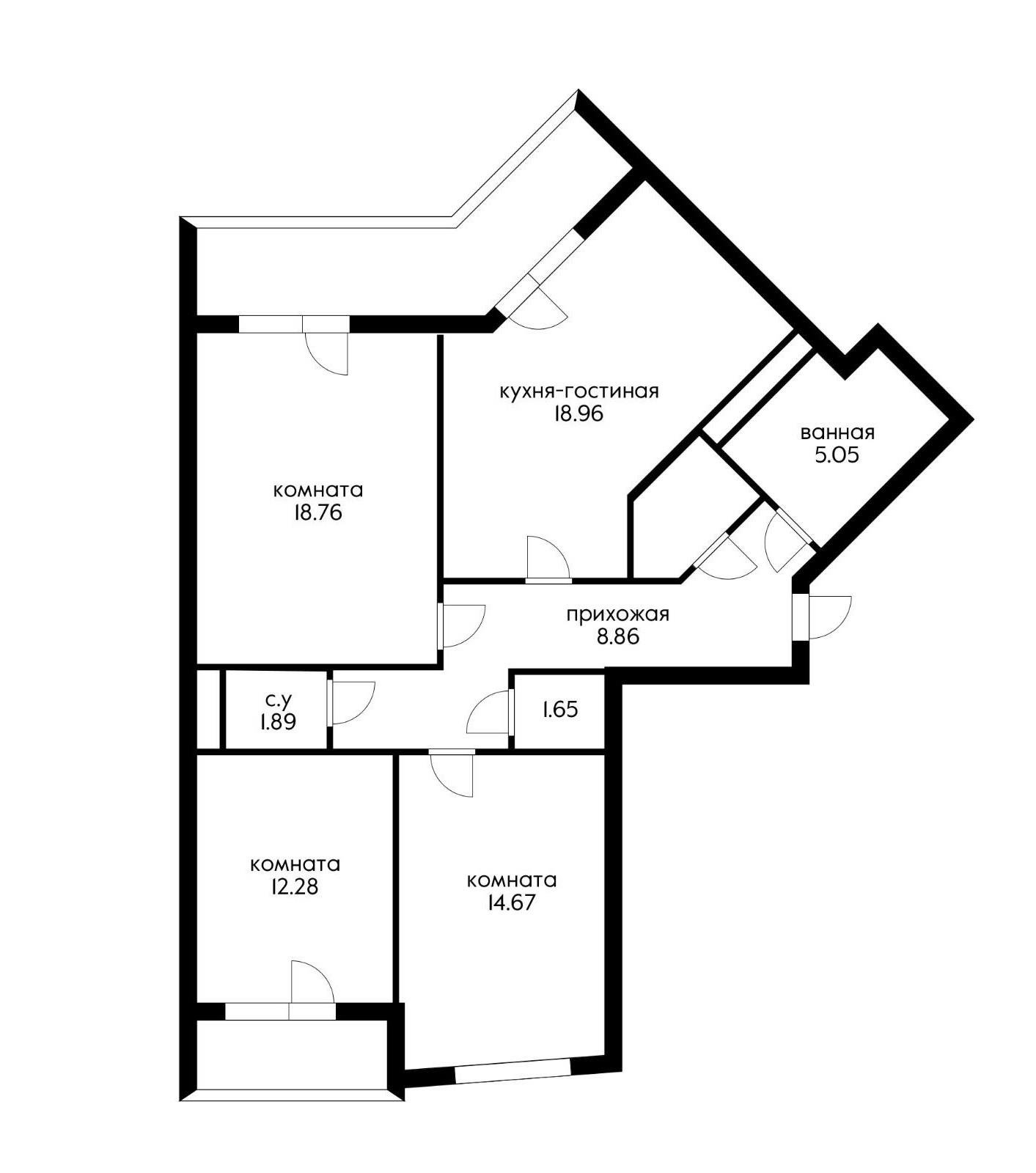 Фото №2: 3-комнатная квартира 88 м² - Краснодар, Прикубанский внутригородской округ, Микрохирургии глаза, мкр. жилой комплекс Сограт, ул. Красных Партизан, 4/15