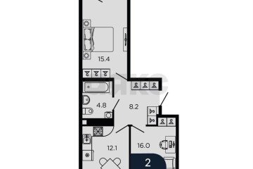 Фото №1: 2-комнатная квартира 57 м² - Краснодар, мкр. жилой комплекс Отражение, ул. Конгрессная, 41