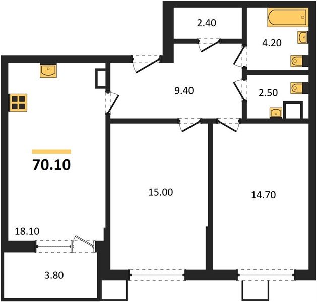Фото №1: 2-комнатная квартира 70 м² - Краснодар, Парк Победы, мкр. Прикубанский внутригородской округ
