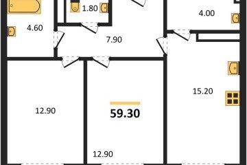 Фото №1: 2-комнатная квартира 59 м² - Краснодар, мкр. Догма Парк, 