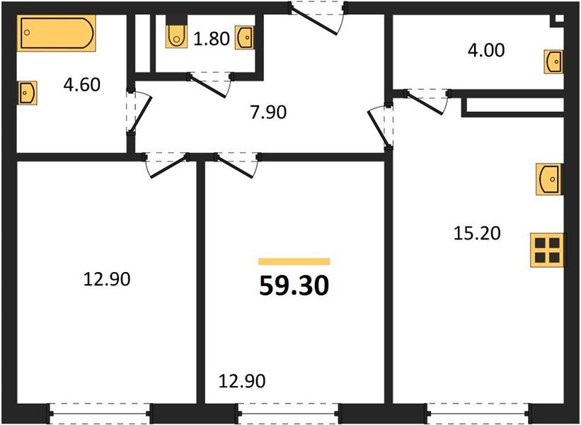 Фото №1: 2-комнатная квартира 59 м² - Краснодар, Прикубанский внутригородской округ, мкр. Догма Парк