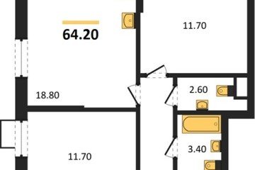 Фото №1: 2-комнатная квартира 64 м² - Краснодар, мкр. Прикубанский внутригородской округ, 