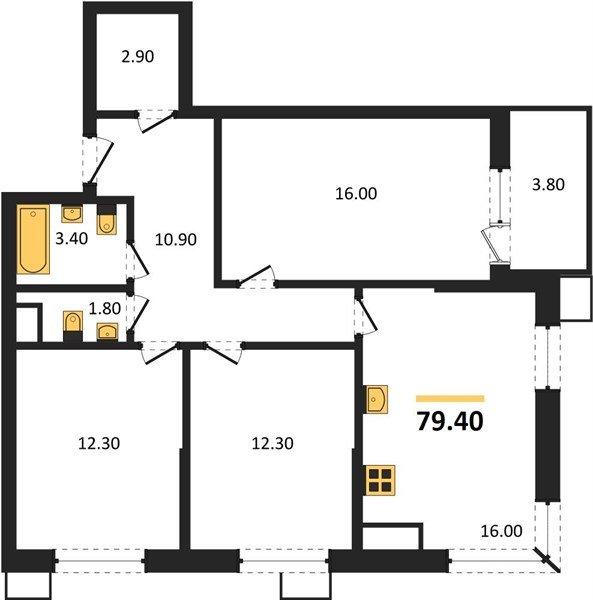 Фото №1: 3-комнатная квартира 79 м² - Краснодар, Парк Победы