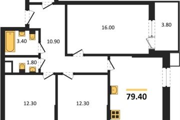 Фото №1: 3-комнатная квартира 79 м² - Краснодар, мкр. Парк Победы, 