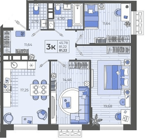 Фото №1: 3-комнатная квартира 81 м² - Тихорецк, ЖК Высочество, ул. Калинина, 114