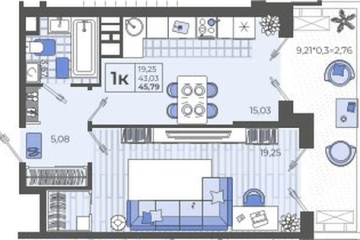Фото №1: 1-комнатная квартира 45 м² - Тихорецк, мкр. ЖК Высочество, ул. Калинина, 114