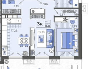 Фото №1: 3-комнатная квартира 89 м² - Тихорецк, мкр. ЖК Высочество, ул. Калинина, 114
